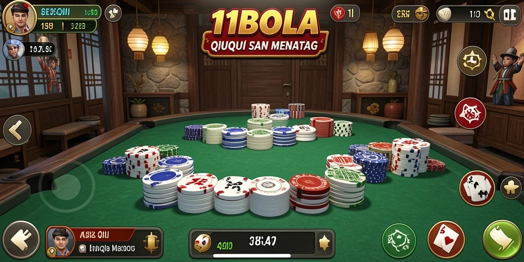 Screenshot yang menunjukkan gameplay seru di QiuQiu.