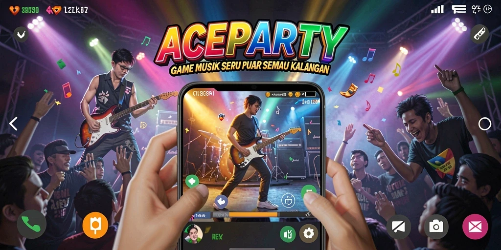 Gameplay ACEPARTY yang menarik dengan berbagai lagu tematik.