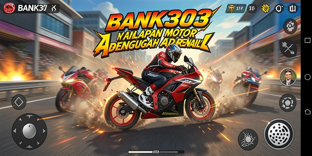 Gameplay mendebarkan dari BANK303 dengan balapan motor yang seru.