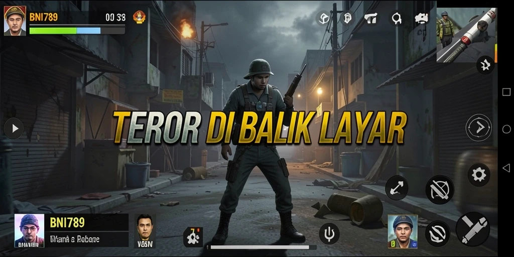 Screenshot menampilkan gameplay mencekam di BNI789 dengan atmosfer horor yang kental.