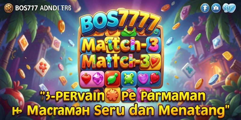 Tangkapan layar gameplay BOS777 yang menunjukkan aksi Match-3 yang seru.