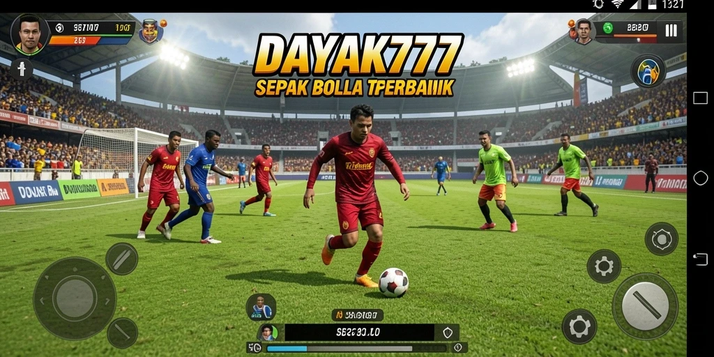 Tampilan gameplay DAYAK777 yang memukau di lapangan sepak bola.