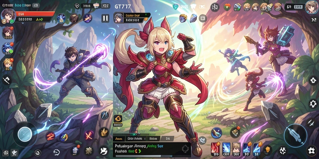 Screenshot GT777 menampilkan karakter Anime dalam aksi pertarungan yang mendebarkan.