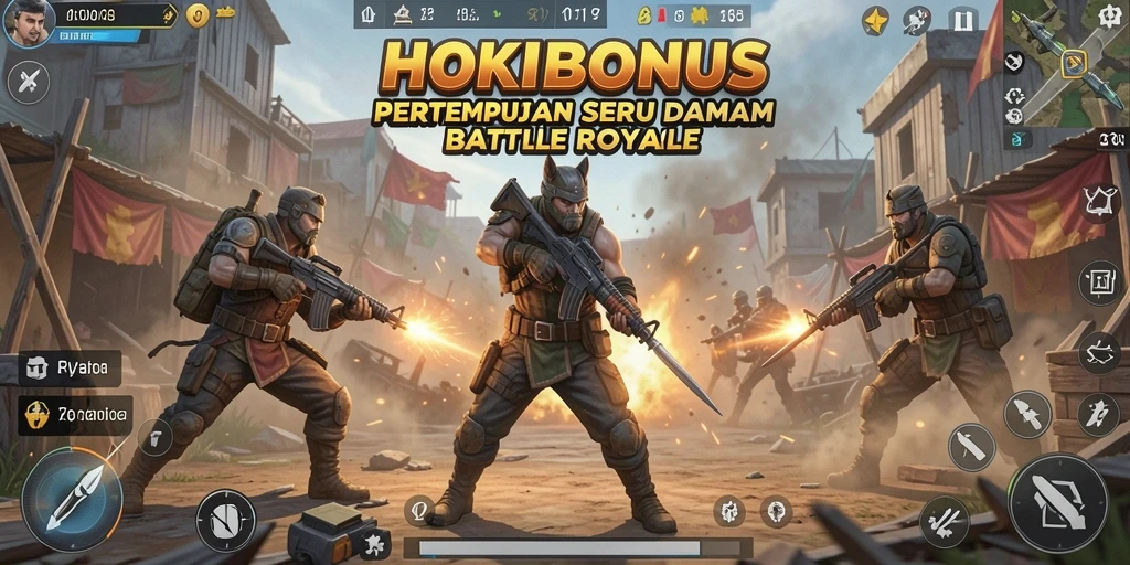 Tampilan gameplay HOKIBONUS dengan pertempuran seru di arena.