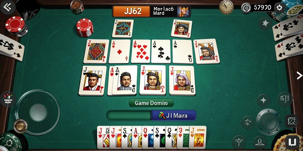 Gameplay seru dan interaktif dari JJ62 dalam permainan Domino.