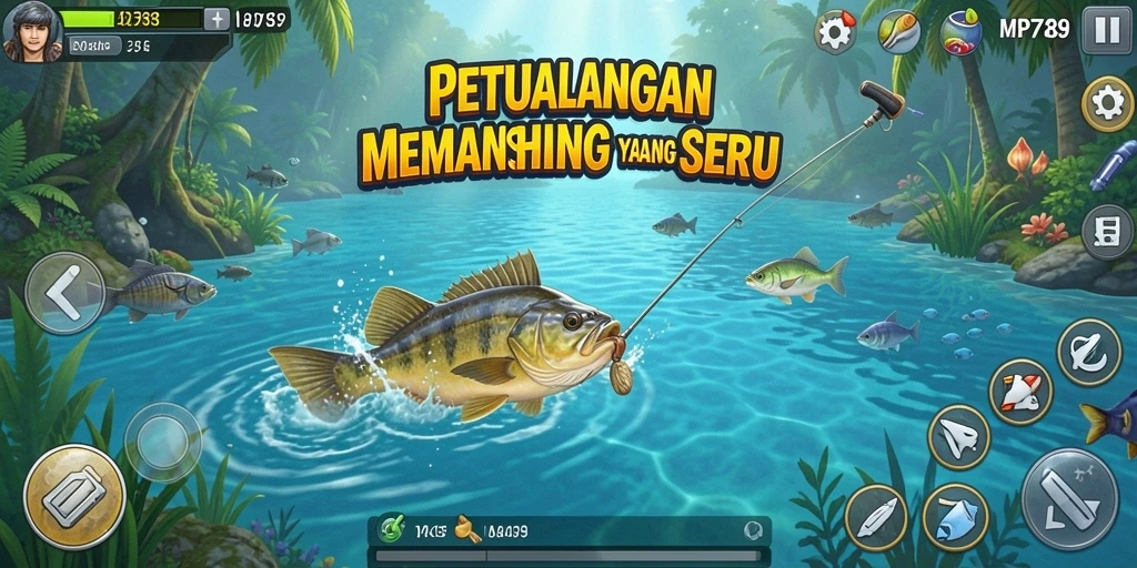 Screenshot utama MVP789 menampilkan gameplay memancing yang mendebarkan.