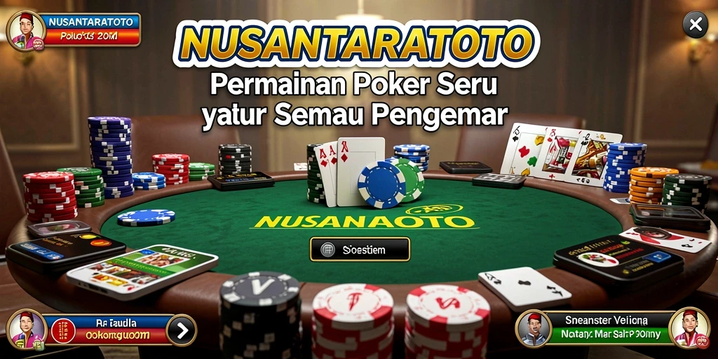 Screenshot gameplay NUSANTARATOTO menampilkan tabel poker yang penuh aksi.