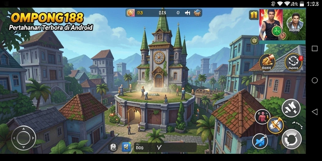 Tangkapan layar OMPONG188 menunjukkan aksi intens dalam permainan Tower Defense.