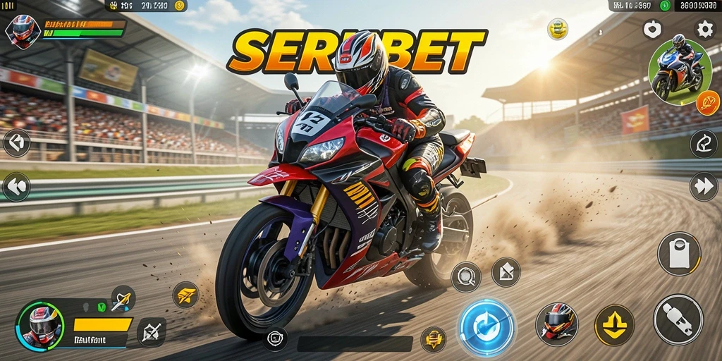 Gameplay SERUBET yang seru dan mendebarkan di lintasan balap.