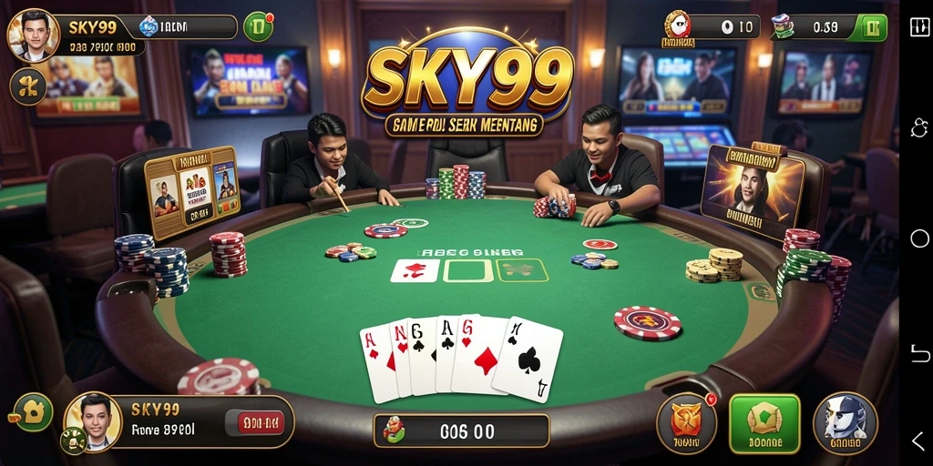 Tampilan gameplay SKY99 yang menarik dan seru saat bermain Poker.