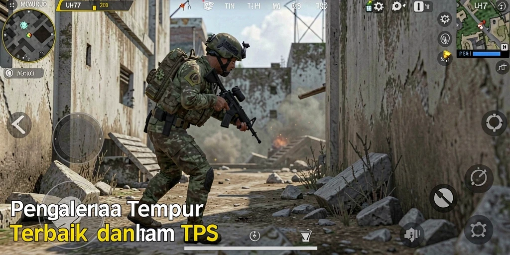 Tangkapan layar UH77 menampilkan aksi intens dalam pertempuran TPS.